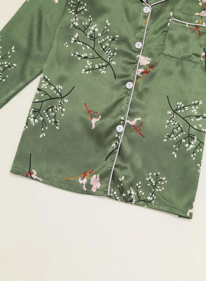 Take Two  Women Graphic Print Long Sleeve Shirt and Pyjama Set for Women | Best Price UAE